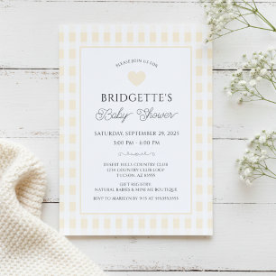 Butter Yellow Plaid Baby Shower Chic Invitation