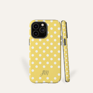 Butter Yellow Polka Dot Personalised Initials Case-Mate iPhone 14 Pro Max Case