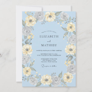 Butter Yellow Ranunculus Eucalyptus Wedding Invitation
