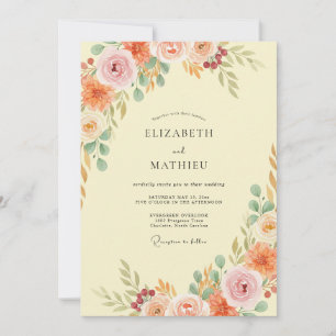 Butter Yellow Ranunculus Soft Eucalyptus Wedding Invitation