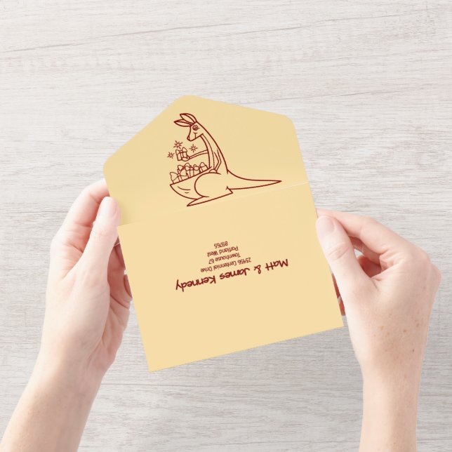 Butter Yellow & Red Australian Animals Birthday  All In One Invitation (Opening)