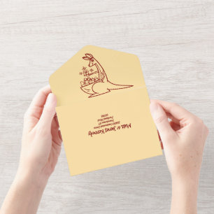 Butter Yellow & Red Australian Animals Birthday  All In One Invitation