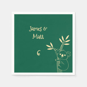 Butter Yellow & Red Australian Animals Birthday  Napkin