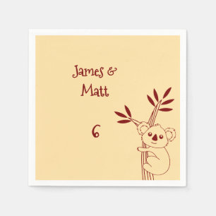 Butter Yellow & Red Australian Animals Birthday Napkin