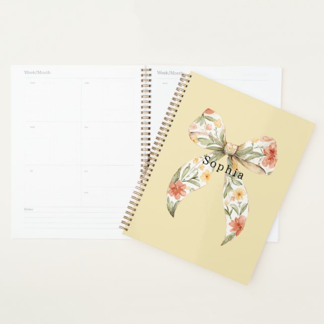 Butter Yellow Red Floral Bow Planner (Display)
