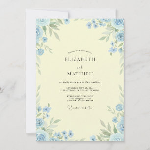 Butter Yellow Romantic Floral Wedding Invitation