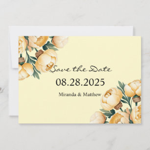 Butter-Yellow Rose Bouquet Save the Date Invitation