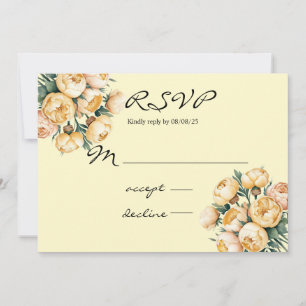 Butter-Yellow Rose Bouquet Wedding RSVP Card