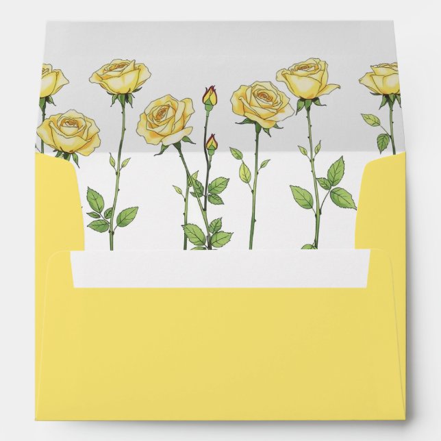 Butter yellow rose flowers romantic floral wedding envelope (Back (Bottom))