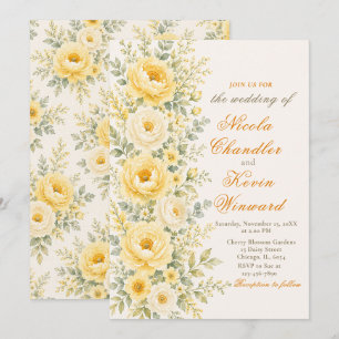 Butter Yellow & Sage Wedding Invitation