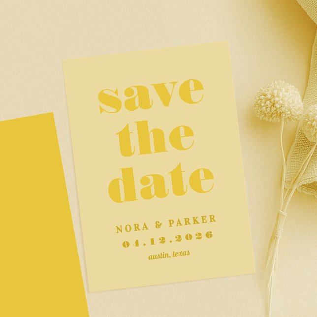 Butter Yellow Simple Modern Wedding Save The Date (Butter Yellow Simple Modern Wedding Save The Date)