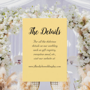 Butter Yellow Simple Style Wedding Details Enclosure Card