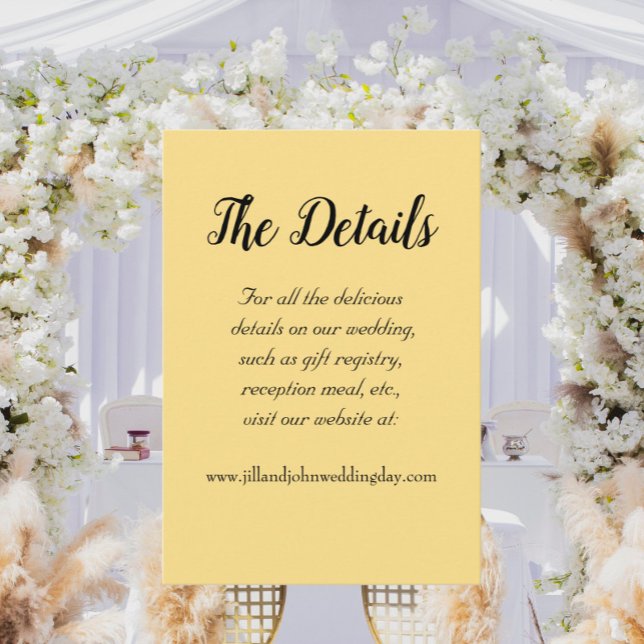 Butter Yellow Simple Style Wedding Details Enclosure Card (In Situ Wedding)