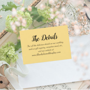Butter Yellow Simple Style Wedding Details Enclosure Card