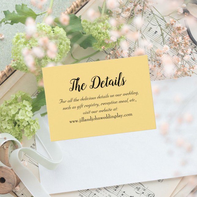 Butter Yellow Simple Style Wedding Details Enclosure Card (In Situ Wedding)