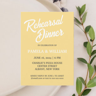 Butter Yellow Simple Style Wedding Rehearsal Invitation
