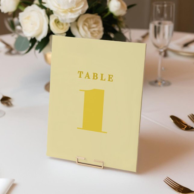 Butter Yellow Simple Table Number (Butter Yellow Simple Table Number)