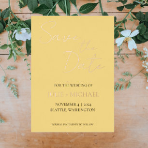 Butter Yellow Simple Wedding Save the Date