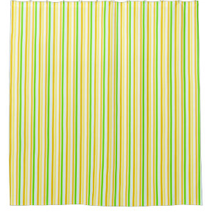 Butter Yellow Soft Green Stripes Shower Curtain