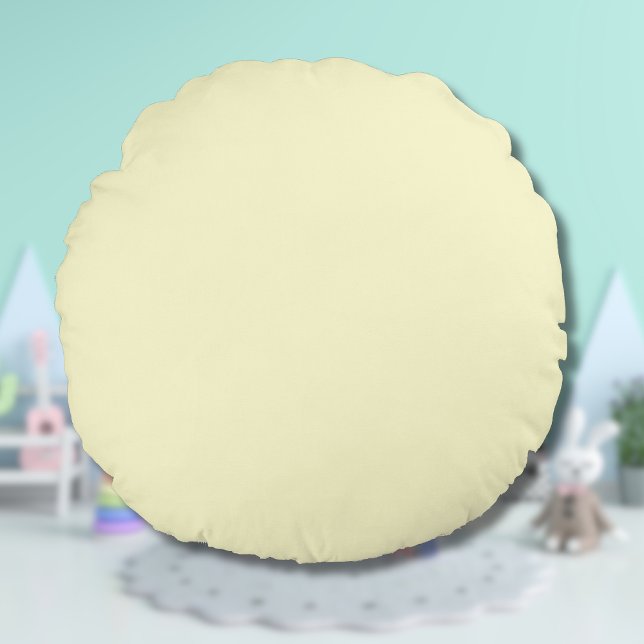 Butter Yellow Solid Colour | Classic Elegant Round Cushion (Creator Uploaded)