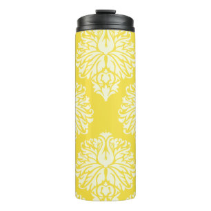 Butter Yellow Southern Cottage Damask Thermal Tumbler
