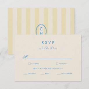 Butter Yellow Striped Coastal Wedding RSVP Card