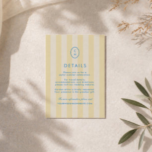Butter Yellow Striped Wedding Details Card