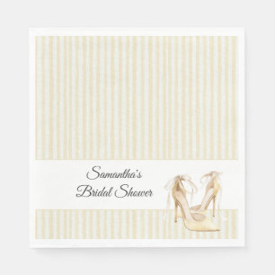 Butter Yellow Stripes High Heels Bridal Shower Napkin
