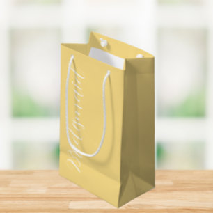 Butter Yellow Stylised Script Wedding Bridesmaid Small Gift Bag