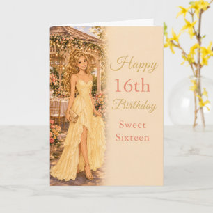Butter Yellow Sweet Sixteen Birthday Card