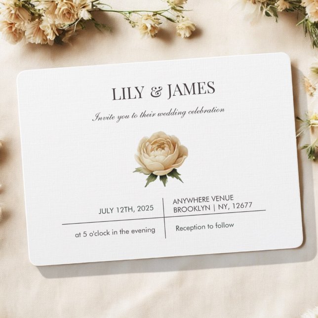 Butter Yellow Watercolor Floral Classic Elegant    Invitation (Creator Uploaded)