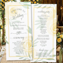 Butter Yellow Watercolor Roses Elegant Wedding
