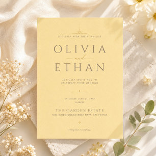 Butter Yellow Wedding Invitation Modern Elegant