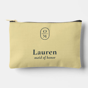 Butter yellow Wedding Monogram Bridesmaid Gift Accessory Pouch