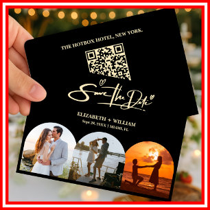 Butter Yellow Wedding Photo QR Code Elegant Save The Date
