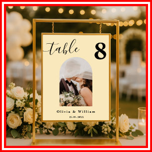 Butter Yellow Wedding PHOTO Table Number  Poster
