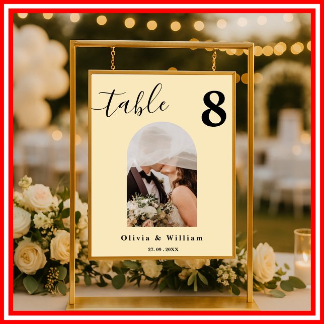 Butter Yellow Wedding PHOTO Table Number  Poster (Creator Uploaded)