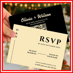 Butter Yellow Wedding QR Code RSVP Card