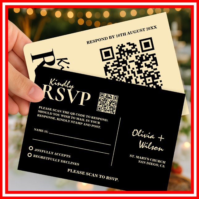Butter Yellow Wedding QR Code RSVP Card (Creator Uploaded)