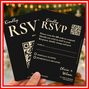 Butter Yellow Wedding QR Code RSVP Enclosure Card
