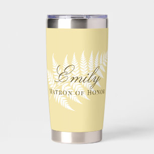 Butter Yellow White Fern Pastel Matron of Honour Insulated Tumbler