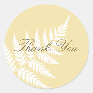 Butter Yellow White Fern Woodland Thank You Classic Round Sticker