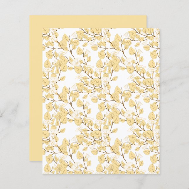 Butter Yellow White Morning Glory Scrapbook Paper (Front/Back)