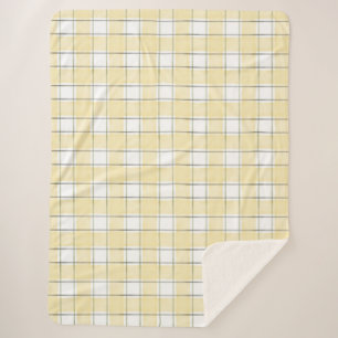 Butter Yellow White Plaid Stripes Birthday Sherpa Blanket