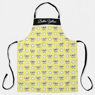 Butter Yellow White Polka Dots Bows Personalized Apron