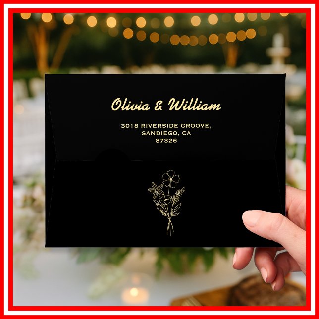 Butter Yellow Wildflower Return Address Wedding Envelope (Creator Uploaded)