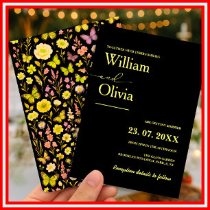 Butter Yellow Wildflower Wedding Invitation