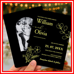 Butter Yellow Wildflower Wedding Invitation