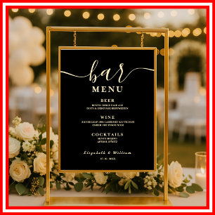 Butter Yellow Wildflowers Wedding Bar Menu  Poster
