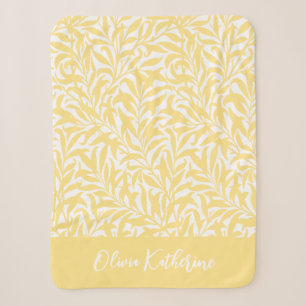 Butter Yellow Willow Bough Monogrammed Sherpa Blanket